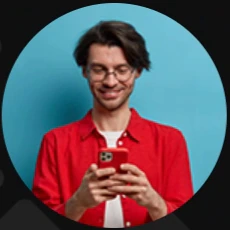 Man using a red phone
