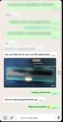 Customer thanking support after successful IPTV setup